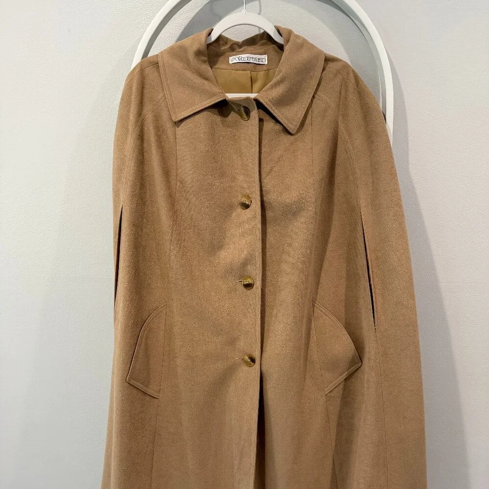 Alorna Tan Retro Button Up Cape Coat - Picture 1 of 8